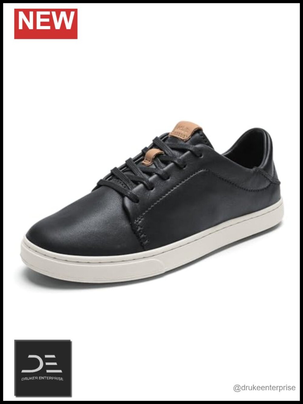 Women's Leather Fashion Sneakers - Drop-In Heel Slip-On Court Shoe